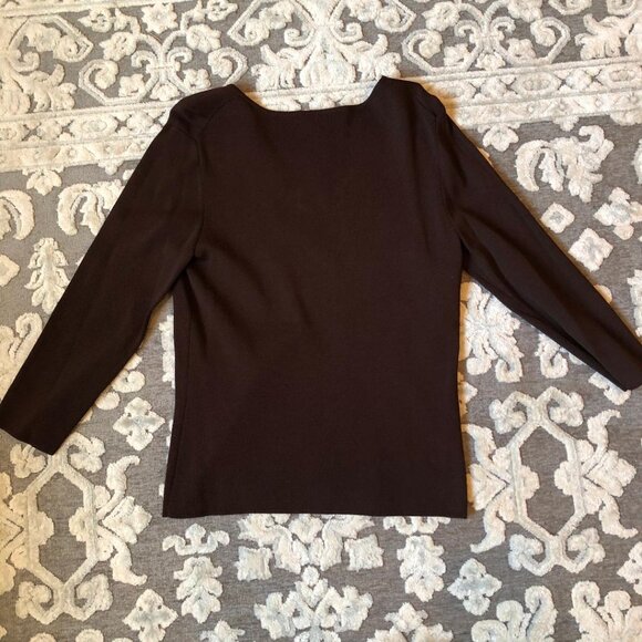 Cable & Gauge, Brown, Scoop & Keyhole neck top w/silver-tone ring, Size: Medium - Picture 4 of 9